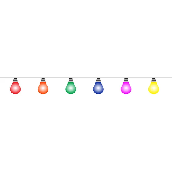 Guirlande de lampes LED colorées sur un fond blanc — Image vectorielle