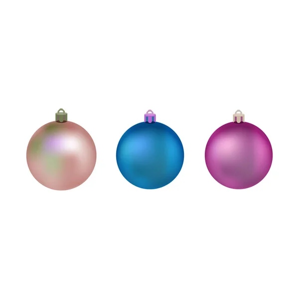 Conjunto de bolas de Navidad de colores. Bolas para árbol de navidad. Ilustración vectorial. decoración realista aislado. Símbolo de Feliz Año Nuevo, celebración navideña, invierno . — Vector de stock