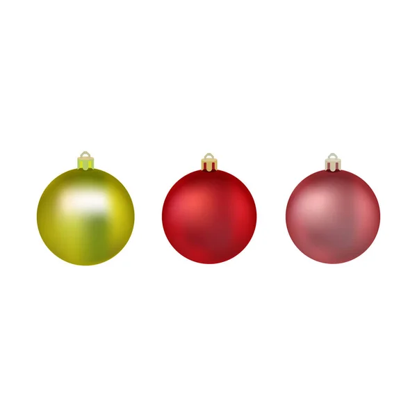 一套五颜六色的圣诞球。圣诞树的球。矢量插图。孤立的逼真的装饰。新年快乐的象征，庆祝节日，冬天. — 图库矢量图片