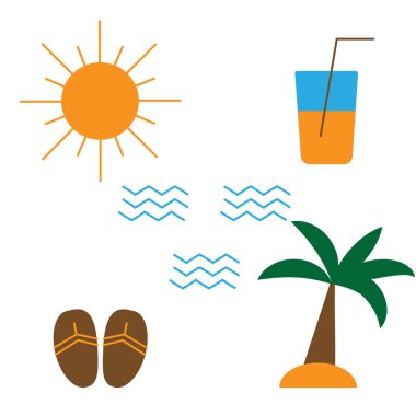 Vektör illüstrasyon. Beyaz arka planda yaz tasarım öğeleri. eps10