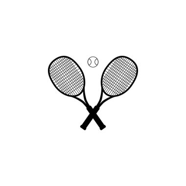 Tenis topu ve tenis raketi, vektör çizim. Tenis tasarımı beyaz arka plan vektör çizim üzerinde. Spor, fitness, etkinlik vektör tasarımı.