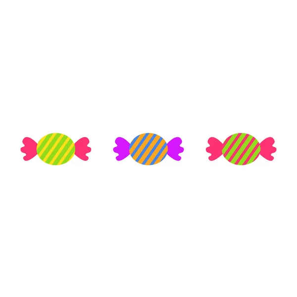 Süße bunte Bonbons flache Symbole setzen isolierte Vektorillustration auf weißem Hintergrund. eps10 — Stockvektor