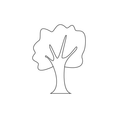 Vektör Illustration. Beyaz arka planda yalıtılmış hat meşe ağacı.