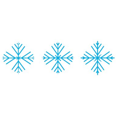 Vektör çizim. Kış kar taneleri kümesi. Beyaz arka plan üzerinde izole mavi kar taneleri. Noel ayarlamak.