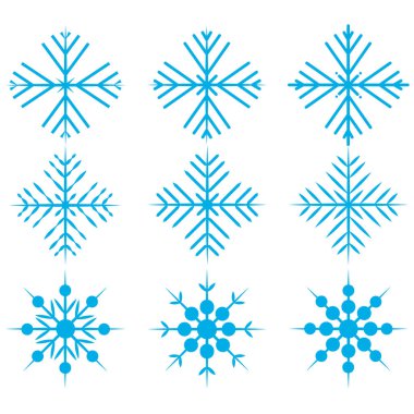 kış mavi izole dokuz simgesi silueti beyaz arka plan üzerinde ayarlayın.