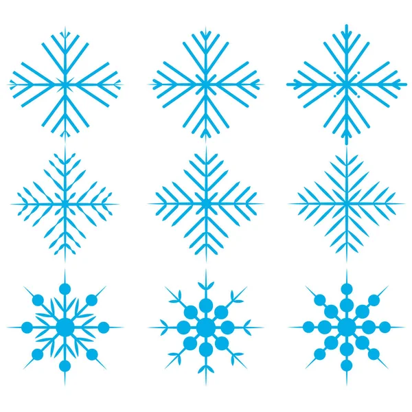 kış mavi izole dokuz simgesi silueti beyaz arka plan üzerinde ayarlayın.