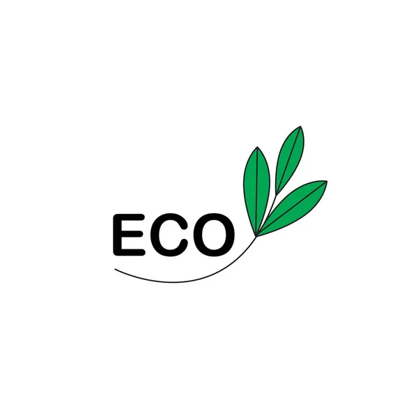 Logo ECO. icono de vector de etiqueta ecológica para el embalaje de productos. eco signo aislado, logotipo forma etiqueta diseño gráfico — Archivo Imágenes Vectoriales