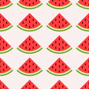 Karpuz dilimli kusursuz bir arka plan. Vektör çizimi. Mevsimlik yaz tatili için tebrik kartı ve davetiye tasarımı