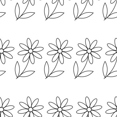 Papatya simgesi. papatya papatya. Sevimli çiçek bitkisi. Aşk kartı sembolü. Büyüyen kavram. çizgi tasarımı. beyaz arka plan. Izole. Vektör illüstrasyon sorunsuz papatya dikişsiz desen