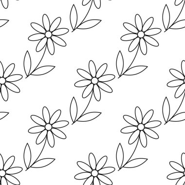 Papatya simgesi. papatya papatya. Sevimli çiçek bitkisi. Aşk kartı sembolü. Büyüyen kavram. çizgi tasarımı. beyaz arka plan. Izole. Vektör illüstrasyon sorunsuz papatya dikişsiz desen