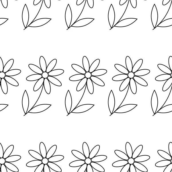 Icône de camomille. camomille de marguerite. Jolie plante à fleurs. Symbole de carte d'amour. Concept de croissance. conception de ligne. fond blanc. Isolé. Illustration vectorielle motif sans couture camomille — Image vectorielle