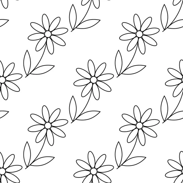 Εικονίδιο χαμομηλιού. Χαμομήλι Μαργαρίτα. Χαριτωμένο φυτό λουλουδιών. Το σύμβολο της κάρτας αγάπης. Αυξανόμενη έννοια. σχεδίαση γραμμής. λευκό φόντο. Απομονωμένες. Διανυσματική απεικόνιση χωρίς ραφές χαμομηλιού — Διανυσματικό Αρχείο