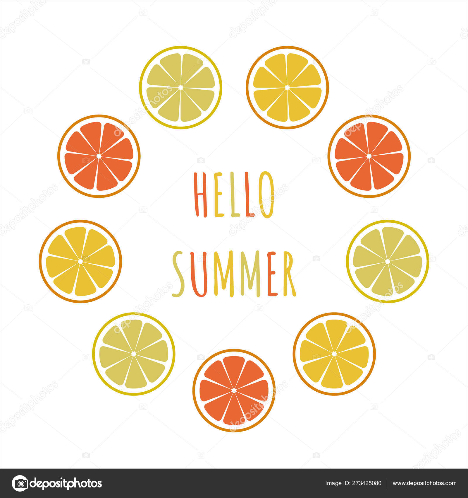 Fresh citrus fruits with circle frame. lemons, oranges, tangerines, limes and grapefruit. Hello