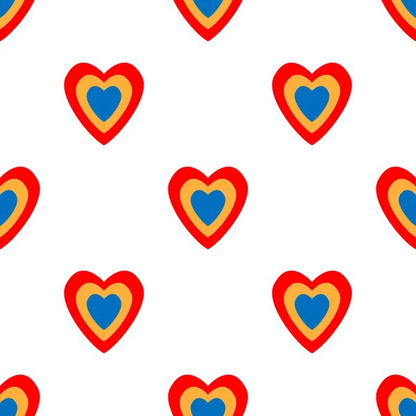 Harten voor Valentijnsdag. Romantisch gevoel en liefde. Naadloze vector EPS 10. Abstracte geometrische patroon. Multicolor figuren. Textuur voor print en banner. Platte stijl — Stockvector