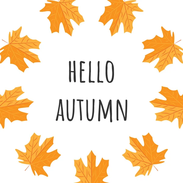 9 월 잎 가을 또는 단풍 단풍 의 안녕하세요 가을 텍스트 포스터 쇼핑 판매 디자인 또는 프로모션 포스터 및 전단지 또는 웹 배너 — 스톡 벡터