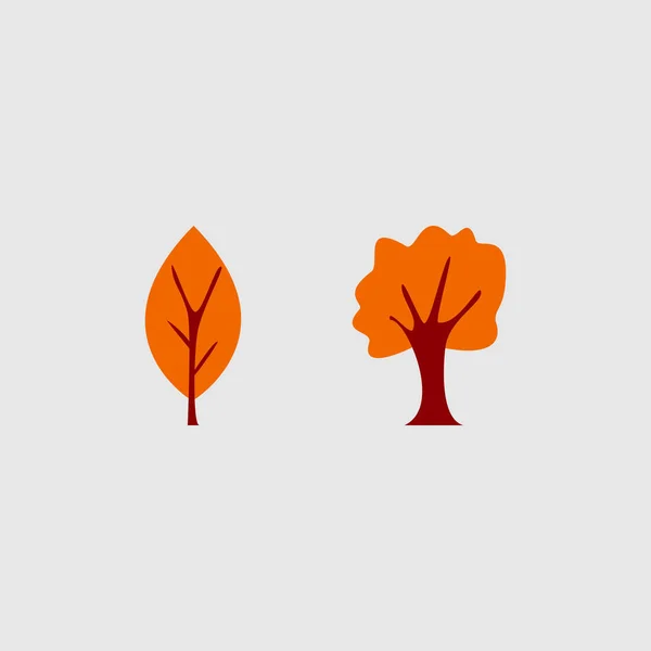 Platte bomen in een plat ontwerp. Geïsoleerd op wit. Vector pictogrammen. herfst bomen — Stockvector
