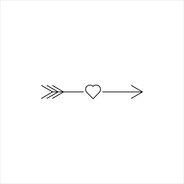 Стрелка с сердцем, элемент дизайна на день святого Валентина и свадьбу, векторная иллюстрация — стоковый вектор