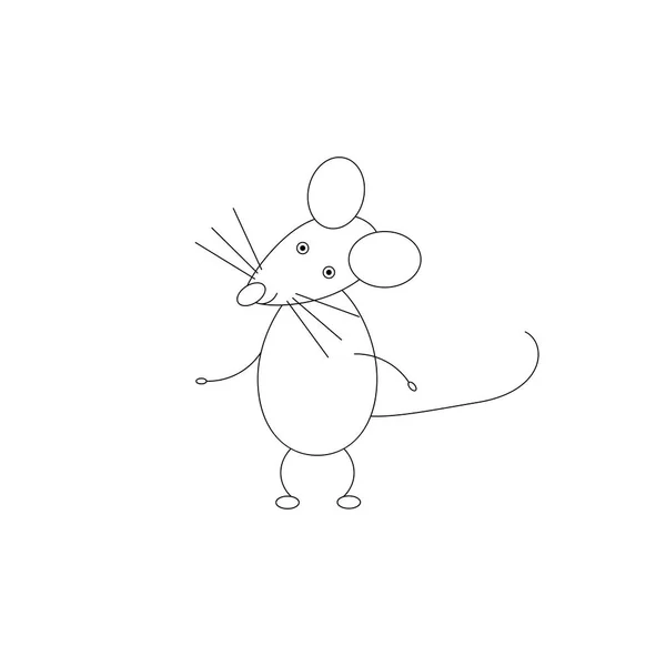 Vektor Illustration der lustigen Maus Animal Charakter Umriss — Stockvektor
