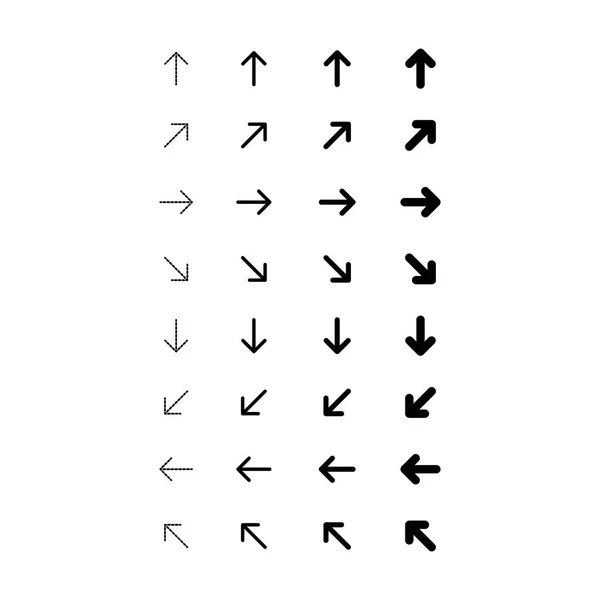 Satz schwarzer Vektorpfeile. Pfeil-Symbol. Pfeilvektorsymbol. Pfeilvektorsammlung — Stockvektor