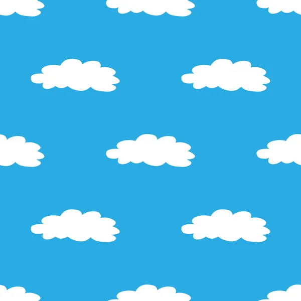 Blue sky with clouds, vector seamless pattern — Stock Vector