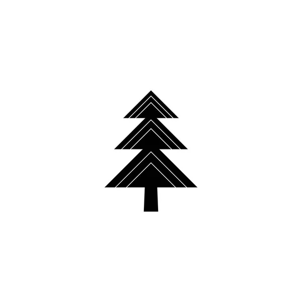 Είδωλο μαύρου δέντρου, σιλουέτα και λογότυπο διάνυσμα. Επίπεδο απομονωμένο στοιχείο. Σημάδι και σύμβολο της φύσης. Χριστουγεννιάτικο δέντρο, ευτυχισμένο το νέο έτος — Διανυσματικό Αρχείο