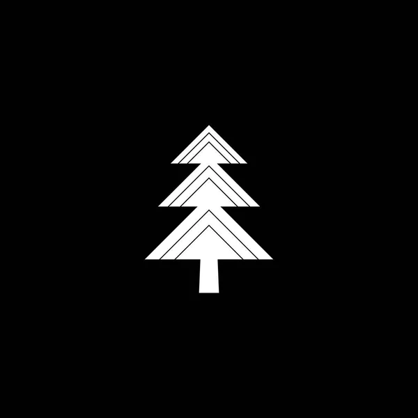 Icono negro de abeto, silueta y logotipo vectorial. Elemento plano aislado. Signo y símbolo de la naturaleza. Árbol de Navidad, feliz año nuevo — Vector de stock