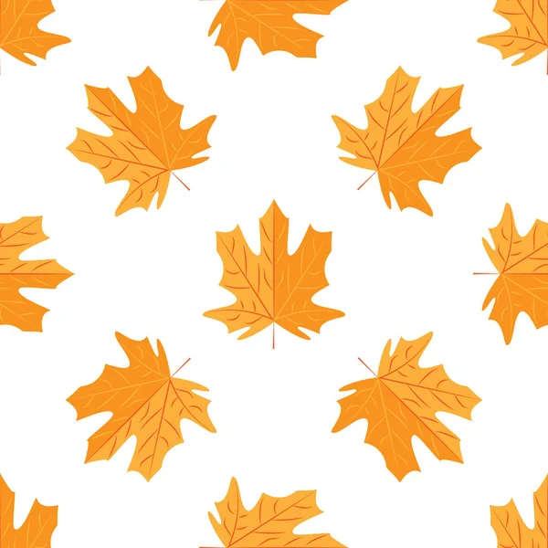 Herfst set van Oranje esdoorn bladeren op witte achtergrond, Vector versie. naadloze Maple Leaf patroon — Stockvector