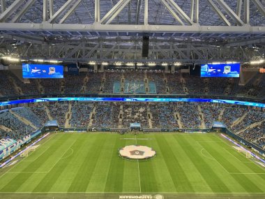 Saint-Petersburg Rusya 03.08.2019 Staduim St Petersburg - 2018 Fifa Dünya Kupası ve Avrupa Kupası 2020 arenası zenit Krasnodar maçı öncesi Fc Zenit arena.