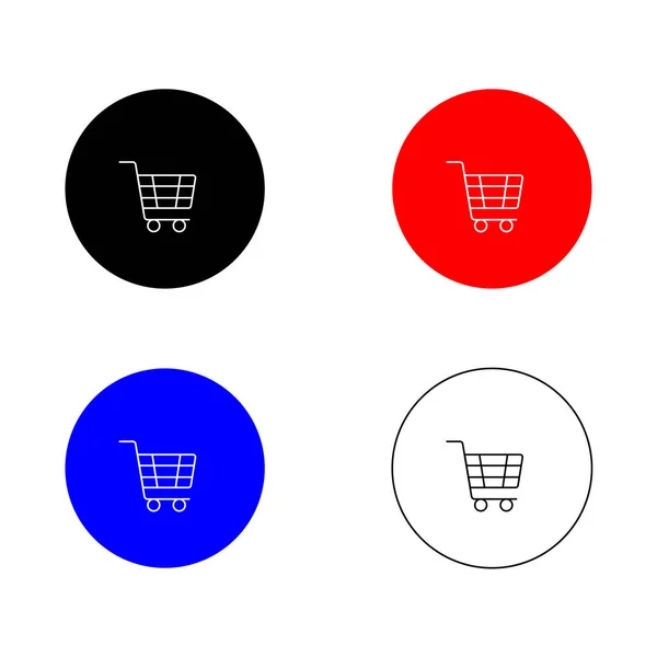 Conjunto coleção de ícones de carrinho de compras vetoriais em diferentes cores de fundo — Vetor de Stock