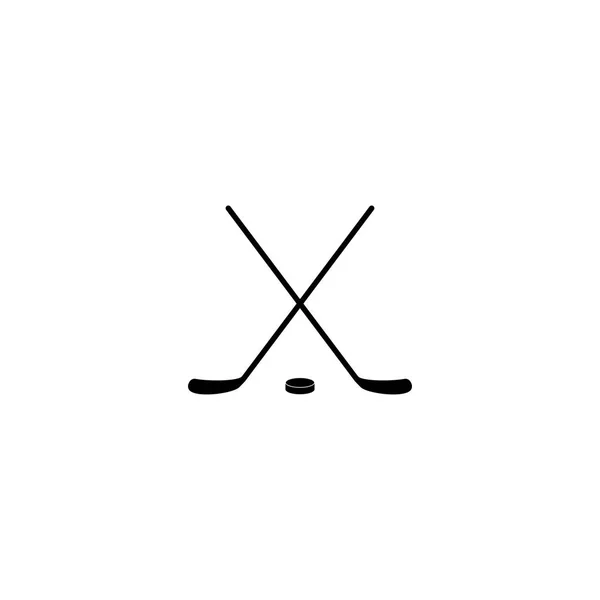 Ensemble de bâtons de hockey croisés vectoriels et d'icônes de rondelle — Image vectorielle