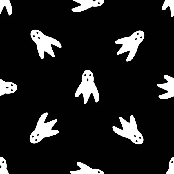 Un fondo temático de Halloween que representa fantasmas. Perfectamente repetible. Ilustración vectorial — Archivo Imágenes Vectoriales