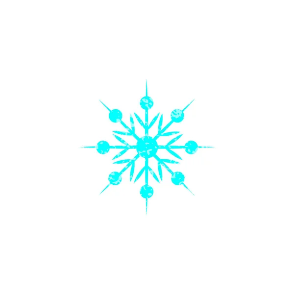 Floco de neve texturizado de cristal para design de inverno. Logotipo para o Natal, ano novo. Ícone azul sobre um fundo branco em um estilo plano. Elemento para fundo, textura . — Vetor de Stock