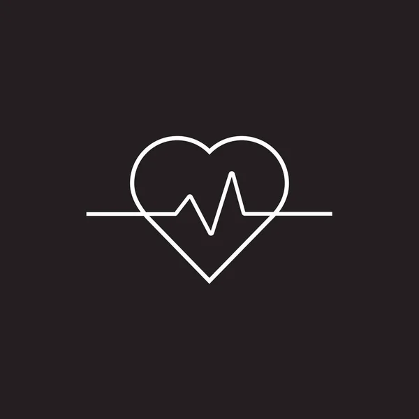 Pulse Heart Rate Icon on Black background Illustration — Stock Vector