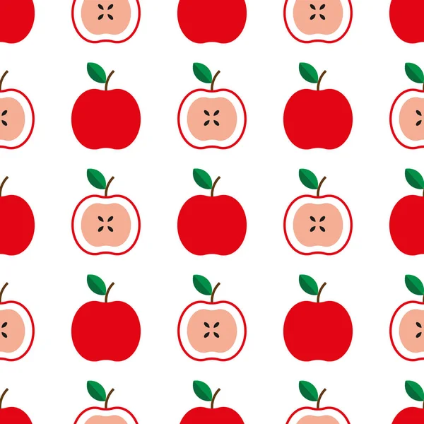 Padrão sem costura com maçãs vermelhas no fundo branco. Ilustração vetorial . —  Vetores de Stock