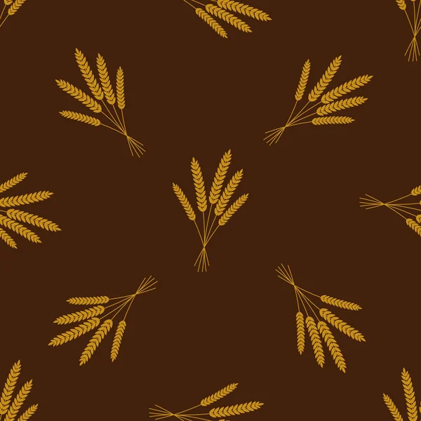Vector naadloze patroon illustratie oren van tarwe. Mout bier achtergrond. Herfst oogst. Oktoberfeest. brood. goudtarwe — Stockvector