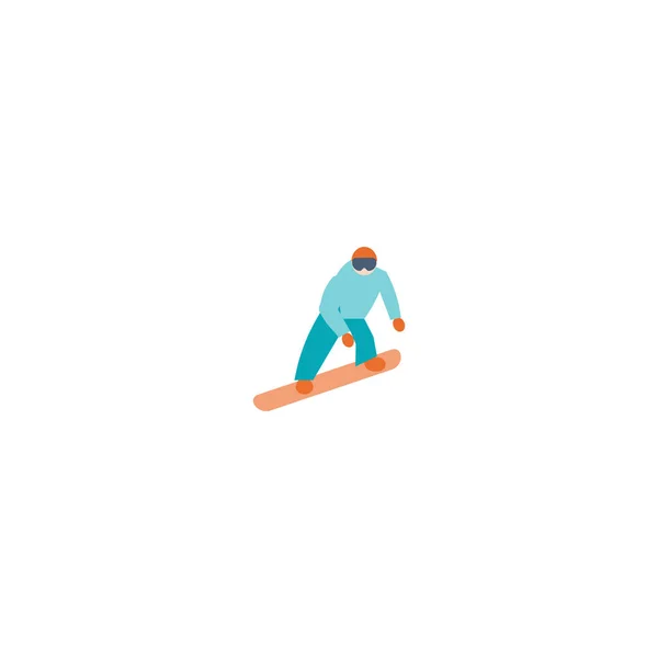 Vector plana desenho animado snowboarder salto. Menino dos desenhos animados em snowboard —  Vetores de Stock