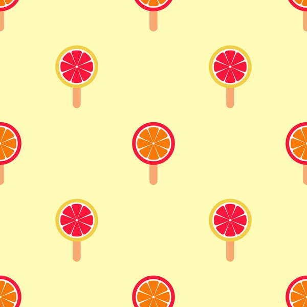 Seamless pattern with citrus lollipops on sticks — Stock Vector
