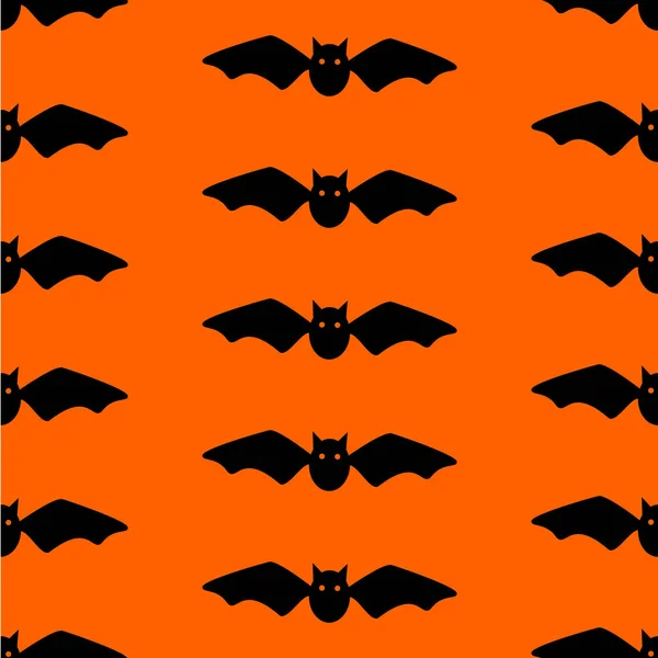 Cartoon Bat Orange Background Seamless Pattern Vector Illustration — Stock Vector