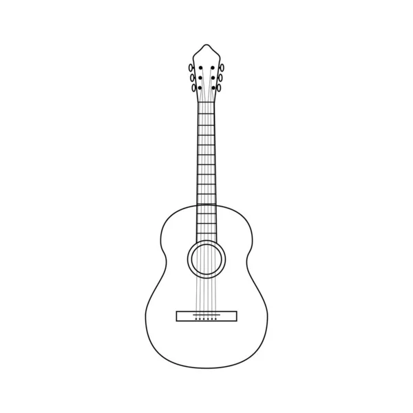 Klassische Gitarre Linie Kunst Vektor Illustration — Stockvektor