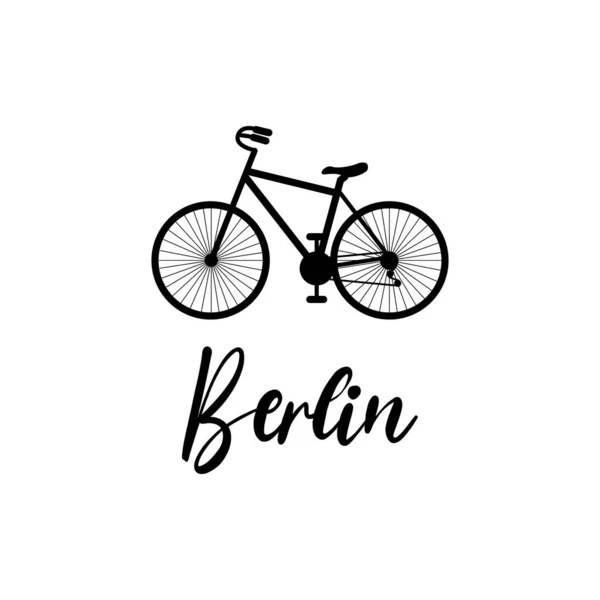Vektor Kerékpár Berlin Ikon Szimbólum Nyomtatás Illusztráció Elszigetelt Fehér Betűkkel — Stock Vector