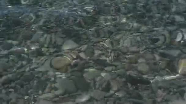 Nejčistší Čistá Mořská Voda Výhled Shora Oblázková Pláž Mořské Pobřeží — Stock video