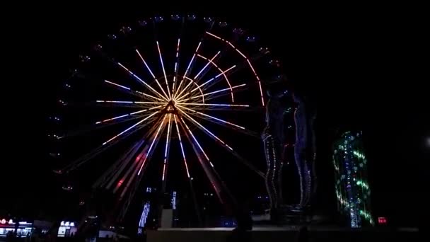 Verão 2019 Roda Gigante Noite Batumi Georgia Região Ajara Roda — Vídeo de Stock