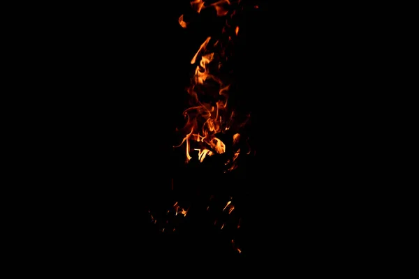 Helder Vuur Een Zwarte Achtergrond Het Vuur Een Lange Blootstelling — Stockfoto