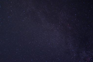 Dünya 'nın kuzey yarımküresinden Samanyolu' nun görüntüsü. Güzel, parlak, yıldızlı gökyüzü. Kara gece gökyüzünde birçok farklı takımyıldız. Galaksi ve kozmik cisimler.