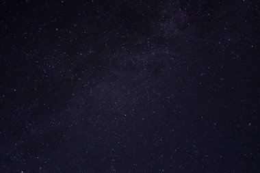 Dünya 'nın kuzey yarımküresinden Samanyolu' nun görüntüsü. Güzel, parlak, yıldızlı gökyüzü. Kara gece gökyüzünde birçok farklı takımyıldız. Galaksi ve kozmik cisimler.