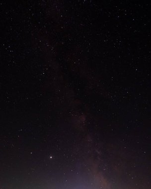 Dünya 'nın kuzey yarımküresinden Samanyolu' nun görüntüsü. Güzel, parlak, yıldızlı gökyüzü. Kara gece gökyüzünde birçok farklı takımyıldız. Galaksi ve kozmik cisimler.