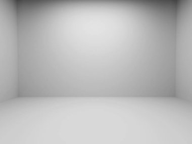 3D render boş oda beyaz duvar arka plan  