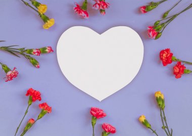 Kalp şeklinde karanfil çiçek çerçeve