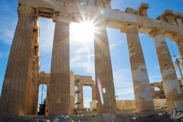 Парфенон Знаменитый Древний Храм Афинах — стоковое фото