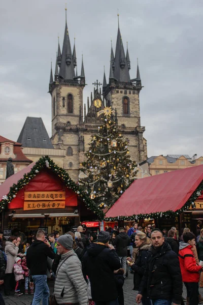 Republika Czeska Praga Grudnia 2017 Jarmark Bożonarodzeniowy Pradze Boże Narodzenie — Zdjęcie stockowe